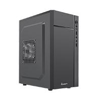 GABINETE QUARONI FRENTE ABS NEGRO CON FRANJA TIPO FIBRA DE CARBONO MICRO ATX MINI ATX Y MICRO ITX FUENTE DE PODER INCLUIDA DE 400W