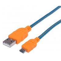 CABLE MANHATTAN USB 2.0 TIPO A  MICRO B USB 1.0 MTS AZUL/NARANJA P/DISPOSITIVOS MOVILES