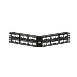 Panel de Parcheo Modular Mini-Com Sin Conectores Angulado Sin Blindaje Con Etiqueta y Cubierta de 48 puertos 2UR