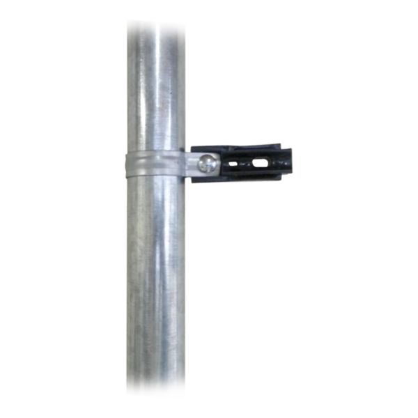 Aislador de paso o esquina con abrazadera incluida de 33-38mm para uso en tuberí­a de malla ciclónica.