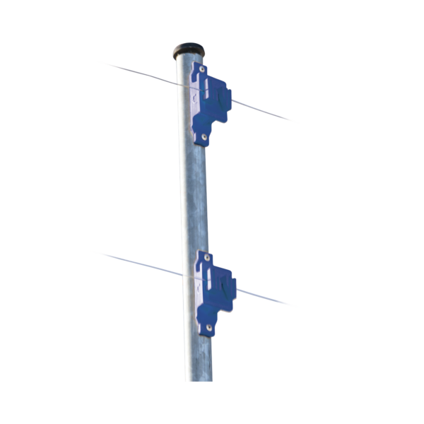 Aislador de Paso colo Azul reforzado para cercos eléctricos resistente al clima extremoso