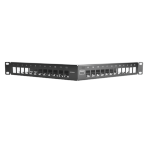 Patch Panel TERA-MAX de 24 Puertos Modular Angulado Color Negro 1UR