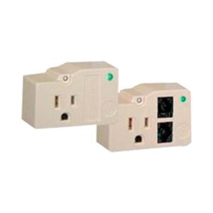 Protector para enchufe con salida única circuito de 110 V/15 A tornillo de retención Telco RJ11 entrada/salida