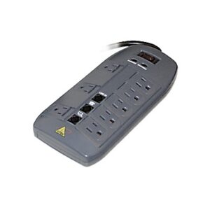 Regleta de 8 tomas protege circuito de 110 Vca telco RJ11 dos salidas extensión de 1.82 mts